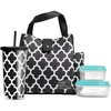 image:imageFit amp Fresh Lunch Bag For Women Insulated Womens Lunch Bag For Work Leakproof amp StainResistant Large Lunch Box For Women With Containers and Matching Tumbler Snap Closure Westport Bag AquaBlack  White Ikat Tile