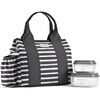 image:imageFit amp Fresh Sanibel Adult Insulated Lunch Bag with Side Pouch amp Carry Handles Complete Lunch Kit Includes 2 Containers Cheetah LargeBlack Stripes