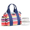 image:imageFit amp Fresh Sanibel Adult Insulated Lunch Bag with Side Pouch amp Carry Handles Complete Lunch Kit Includes 2 Containers Cheetah LargeColorful Stripe