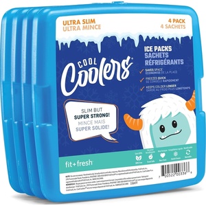 image:imageCool Coolers by Fit  Fresh 4 Pack Slim Ice Packs Space Saving Reusable Ice Packs for Lunch Boxes or CoolersBlue 4 Pack