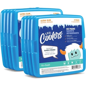 image:imageCool Coolers by Fit  Fresh 4 Pack Slim Ice Packs Space Saving Reusable Ice Packs for Lunch Boxes or CoolersBlue 8 PK