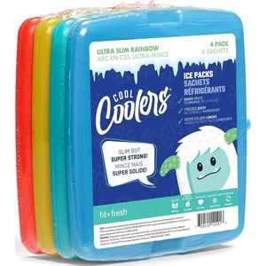 image:imageCool Coolers by Fit  Fresh 4 Pack Slim Ice Packs Space Saving Reusable Ice Packs for Lunch Boxes or CoolersMulti Color 4 Pack