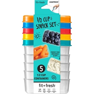 image:imageFit  Fresh 12Cup Snack Set Condiment amp Salad Dressing Containers Reusable amp Leakproof Lunch Containers Perfect for Insulated Lunch Bag Lunch Box amp More 5PK Multicolor12 Cup