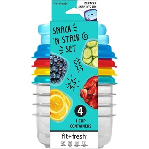image:imageFit  Fresh 12Cup Snack Set Condiment amp Salad Dressing Containers Reusable amp Leakproof Lunch Containers Perfect for Insulated Lunch Bag Lunch Box amp More 5PK Multicolor1 Cup