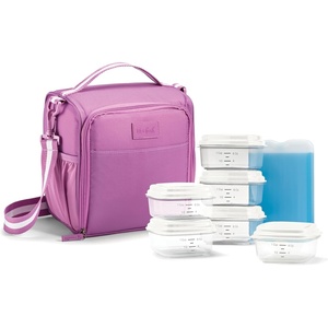 image:imageFit amp Fresh BREE Meal Prep Lunch Box With Containers Ice Pack and Shaker Bottle For Men and Women 6pc Meal Prep Kit Lunch Bag With Containers Included MauveMauve New