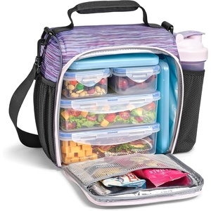 image:imageFit amp Fresh BREE Meal Prep Lunch Box With Containers Ice Pack and Shaker Bottle For Men and Women 6pc Meal Prep Kit Lunch Bag With Containers Included MauvePurple