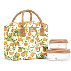 image:imageFit amp Fresh Bloomington Lunch Bag for Women  Insulated Large Lunch Box for Work with Containers LeakResistant StainResistant Zipper Closure StrawberryOrange Blossoms