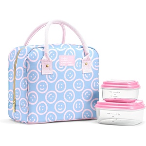 image:imageFit amp Fresh Bloomington Lunch Bag for Women  Insulated Large Lunch Box for Work with Containers LeakResistant StainResistant Zipper Closure StrawberryBubble Gum