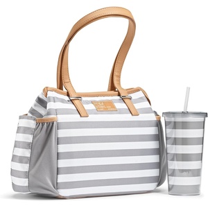 image:imageFit amp Fresh Copley Insulated Lunch Bag for Women wContainers  Large Capacity Lunch Box for Women with Bottle Pockets Meal Prep Lunch Tote For Nurses Work Lunch Tote for TeachersGray Stripes