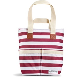 image:imageFit amp Fresh Foundry Wine Carrier Bag amp Soft Cooler Bag Insulated Leak Proof Large Soft Sided Cooler Bag 6 Bottle Wine Bag With Removable Divider For Beach Picnics and Travel CamoMerlot Stripe