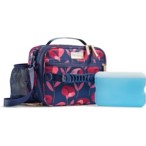 image:imageFit amp Fresh Josie Adult Insulated Lunch Bag with Side Pouch amp Carry Strap Complete Lunch Kit Includes Reusable XL Ice Pack Plum CamoPlum Camo