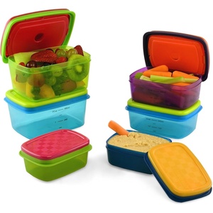 image:imageFit amp Fresh Kids Reusable Lunch Box Container Set with BuiltIn Ice Packs 14Piece Healthy Lunch and Snack Kit BPAFree Microwave Safe Portion ControlKids Healthy Lunch Set  14 Piece