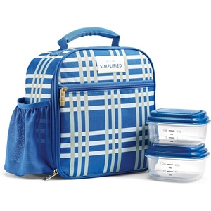 image:imageFit amp Fresh Lunch Bag For Women Insulated Womens Lunch Bag For Work Large Lunch Box For Women With Two Matching Containers Townsend Lunch Bag Carolina GinghamBlue Pistachio Plaid