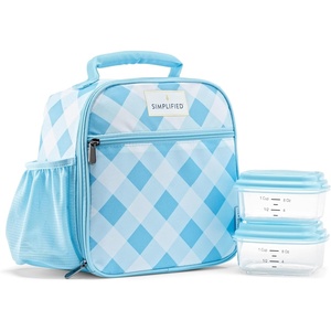 image:imageFit amp Fresh Lunch Bag For Women Insulated Womens Lunch Bag For Work Large Lunch Box For Women With Two Matching Containers Townsend Lunch Bag Carolina GinghamLight Blue Gingham