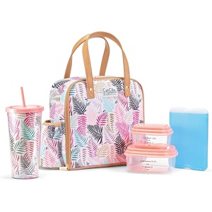 image:imageFit amp Fresh Lunch Bag For Women Insulated Womens Lunch Bag For Work Leakproof amp StainResistant Large Lunch Box For Women With Containers Tumbler and Ice Pack Zipper Closure Wichita Bag RainbowColorful Palm