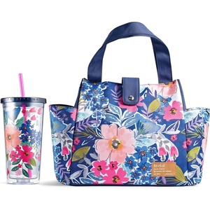 image:imageFit amp Fresh Lunch Bag For Women Insulated Womens Lunch Bag For Work Leakproof amp StainResistant Large Lunch Box For Women With Containers and Matching Tumbler Snap Closure Westport Bag AquaTabitha Floral