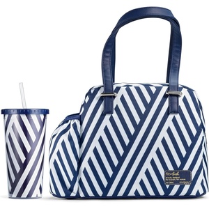 image:imageFit amp Fresh Lunch Bag For Women Insulated Womens Lunch Bag For Work Leakproof amp StainResistant Large Lunch Box For Women With Expandable Bottle Pocket Zipper Closure Laketown Bag Cheetah TumblerNavy Stripe