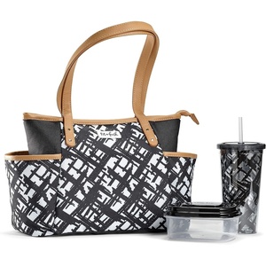 image:imageFit amp Fresh Navarto Adult Insulated Lunch Bag with Side Pouches amp Carry Handles Complete Lunch Kit Includes Matching Tumbler amp Container Black LargeBlack