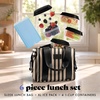 image:imageFit amp Fresh Remi Neoprene Lunch Bag for Women wIce Pack amp ContainersBlack Taupe Stripe