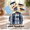 image:imageFit amp Fresh Remi Neoprene Lunch Bag for Women wIce Pack amp ContainersBlue Chunky Stripe
