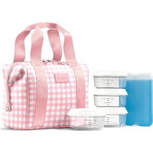 image:imageFit amp Fresh Remi Neoprene Lunch Bag for Women wIce Pack amp ContainersPink Gingham