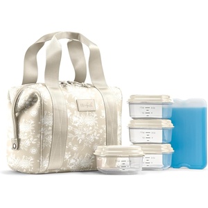 image:imageFit amp Fresh Remi Neoprene Lunch Bag for Women wIce Pack amp ContainersTan Floral